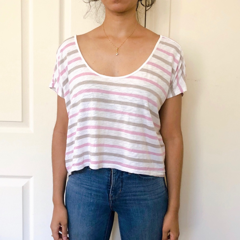 Uniqlo oversized cropped striped tee Small TT